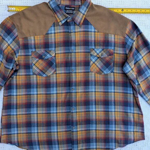 4XL Men's Flannel Plaid Shirt Long Sleeve Cotton Button Down by ATLAS FOR MEN - Picture 8 of 10